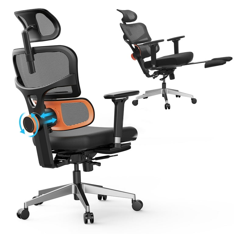 Ergonomic Mesh Office Chair with Footrest, High Back Computer Executive  Desk Chair with Headrest and 4D Flip-up Armrests, Adjustable Tilt Lock and