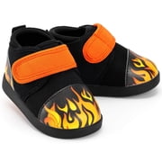 ikiki Scorching Hotrod Squeakerless Toddler Shoes | Black Flame Pattern