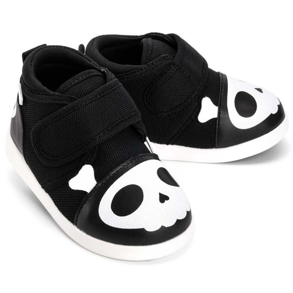 ikiki Skull  Crossbones Pirate Squeaky Toddler Shoes | Black/White