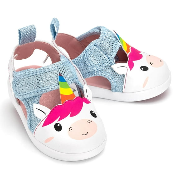 ikiki Unicorn Squeaky Toddler Sandals | White/Sparkly Blue