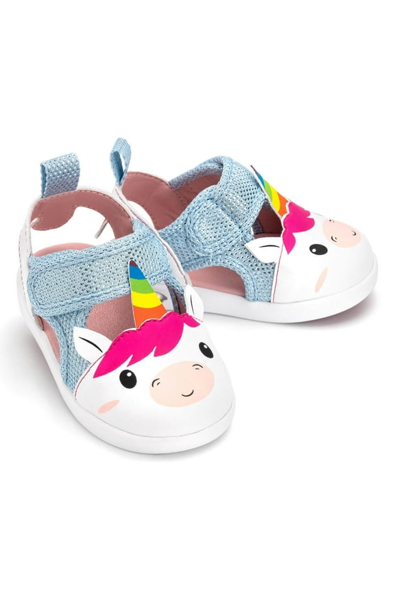 Unicorn Squeaky Toddler Sandals | White/Sparkly Blue