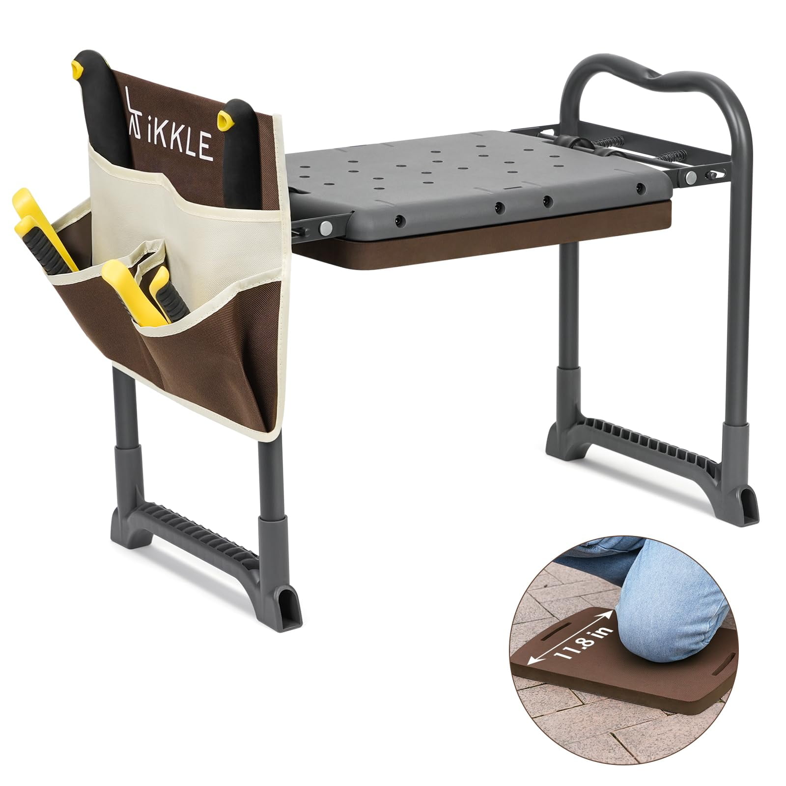 ikkle Garden Kneeler and Seat Heavy Duty, Upgraded Garden Stool Bench