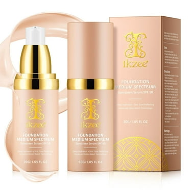 ikzee Color-Changing Liquid Foundation Base, 4-In-1 Long-Lasting Liquid Foundation, Sunscreen & Anti-Sweat, For Daily Exercise, 1.05 fl.oz - 2Pack