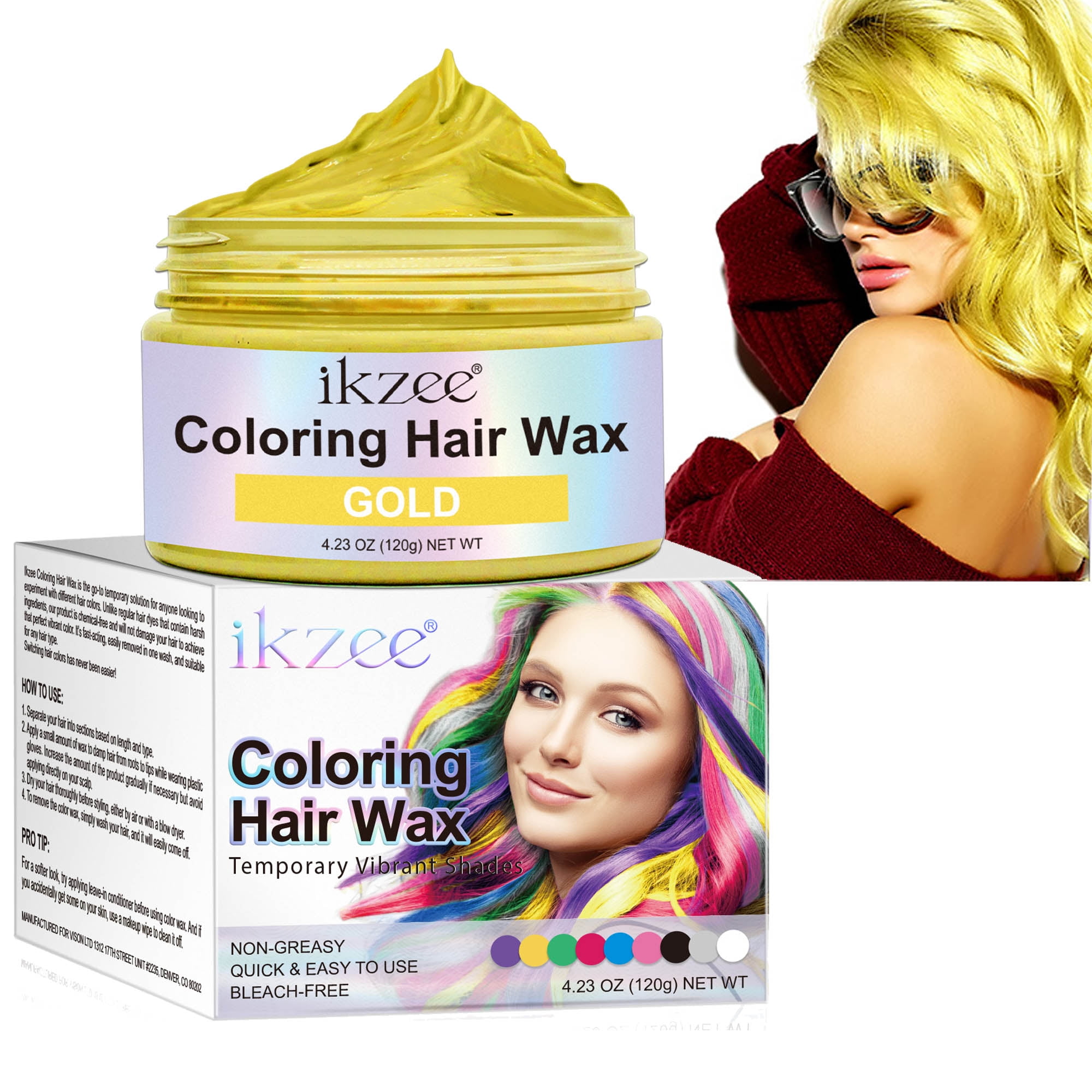ikzee Coloring Hair Wax, Green - Hair Styling Clay Washable