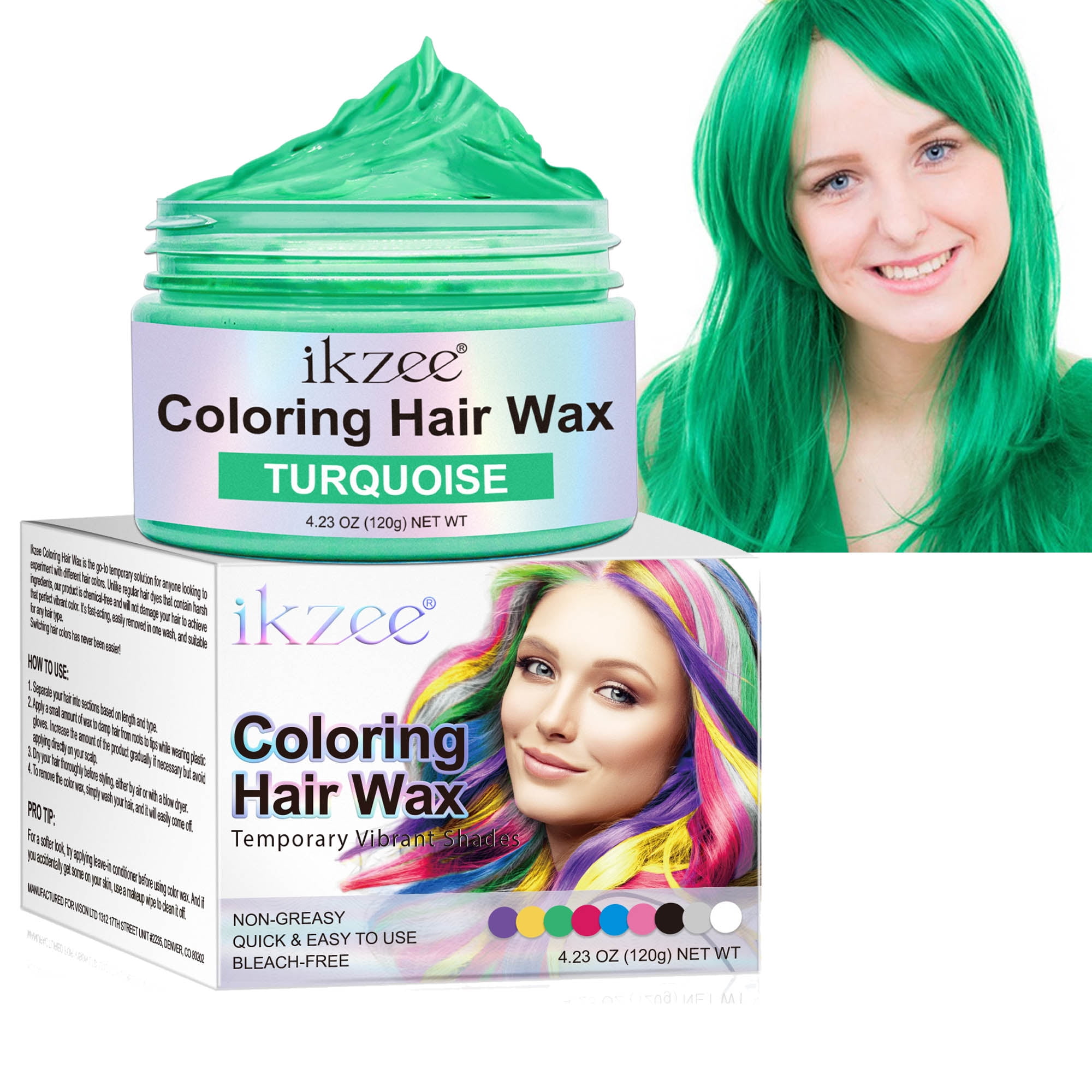 アイケア salon ikzee Coloring Hair Wax, Green - Hair Styling Clay Washable