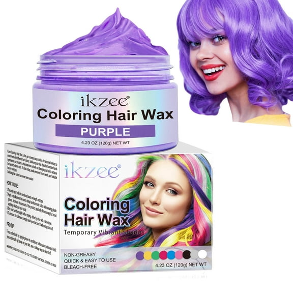 ikzee Coloring Hair Wax, Purple - Hair Styling Clay Washable - Temporary Hair Dye - Hair Color Wax For Women Men Kids Party Cosplay
