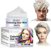 ikzee Coloring Hair Wax, White - Hair Styling Clay Washable - Temporary Hair Dye - Hair Color Wax For Women Men Kids Party Cosplay