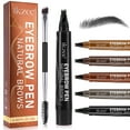 thumbnail image 1 of ikzee Eyebrow Pen (Black), 4 Fork Tip for 3D Natural Eyebrow, Hair Line, Beard Line，Waterproof - Last All Day - Liquid Eyebrow Pencil, 1 of 10