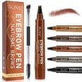 thumbnail image 1 of ikzee Eyebrow Pen (Brown), 4 Fork Tip for 3D Natural Eyebrow, Hair Line, Beard Line，Waterproof - Last All Day - Liquid Eyebrow Pencil, 1 of 10