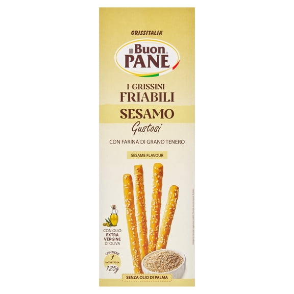 il Buon PANE Sesame Breadsticks 125g, Imported from Britain