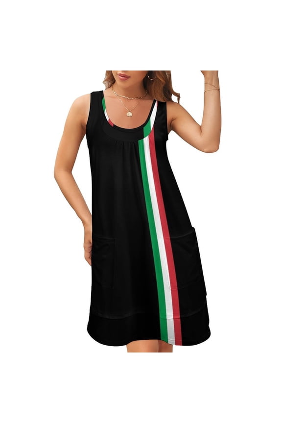 il Tricolore Italian Flag Design Sleeveless U-Neck Fake Two Piece Dress Dress for girls dresses for womens