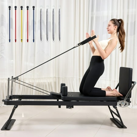 ilates Reformer Machine Home Indoor Workout Machine,Black Foldable Pilates Reformer Equipment for Home Gym Cardio Fitness Personal Indoor Sport Apparatus Gift Choice for Family
