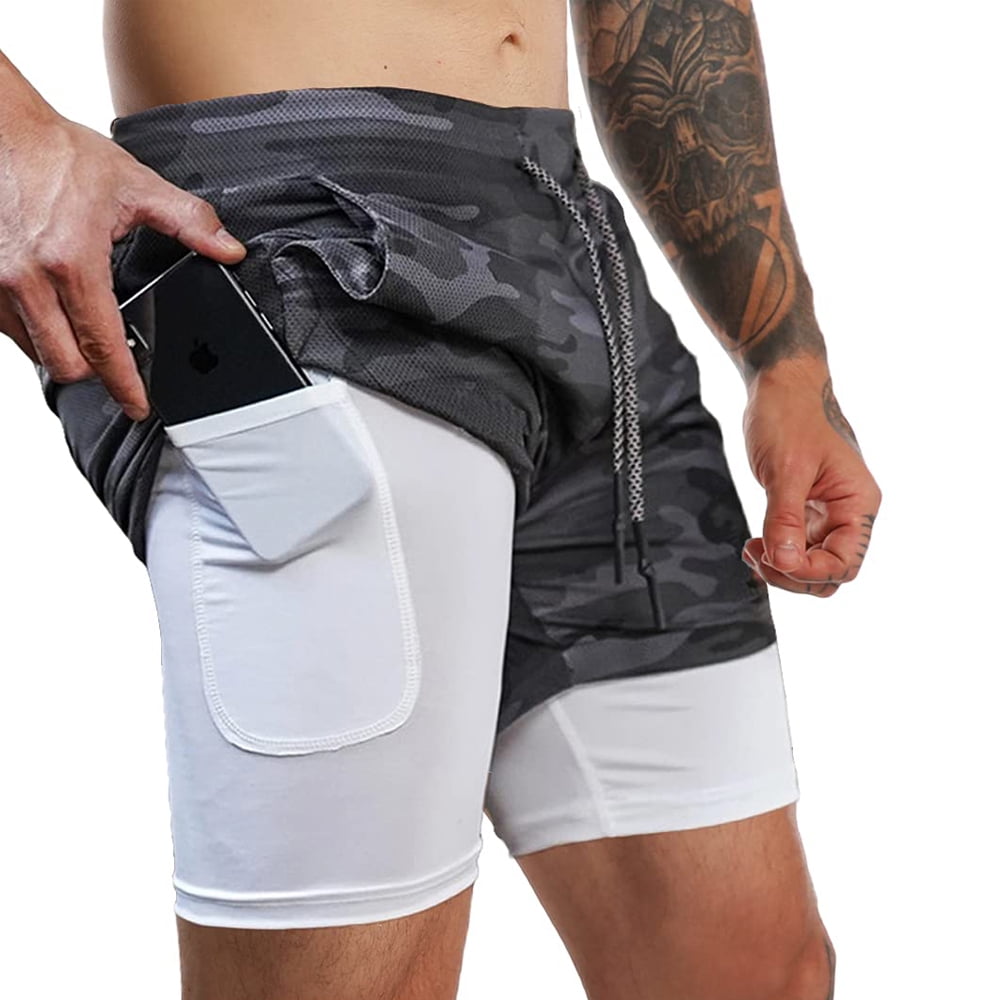 Men's 1 Running Shorts Quick Dry Gym Athletic Workout Shorts