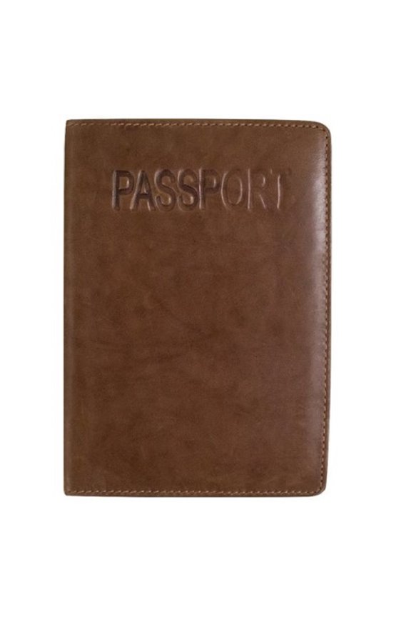 Toffee Leather Passport Cover With Slide Pocket New