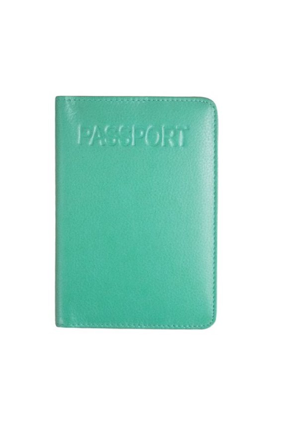 Turquoise Leather Passport Cover With Slide Pocket New