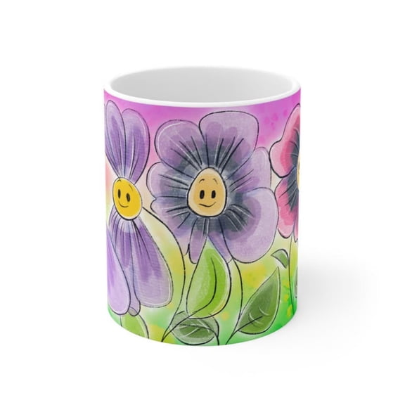 iling Daisy Coffee Mug Floral Ceramic Cup.