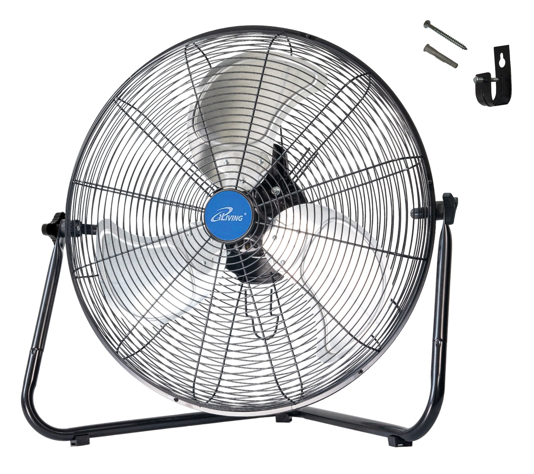 iLIVING 20 Inch Heavy Duty Floor & Wall Mount Fan - 5500 CFM High Velocity, 160-Watt, 3-Speed, Industrial Cooling for Garage, Workshop, Office, Home - UL Listed, Black