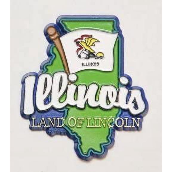 illinois state map-flag fridge collectible souvenir magnet