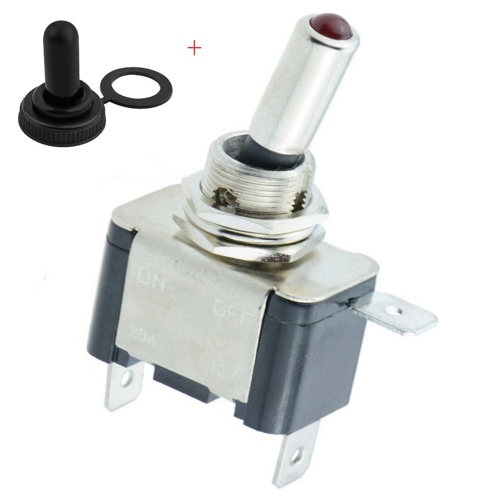 illuminated LED Toggle Switch With Missile Style Flick Cover 12V Car