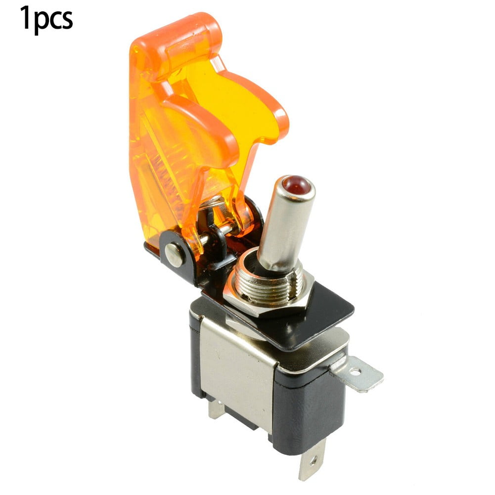 illuminated LED Toggle Switch With Missile Style Flick Cover 12V Car