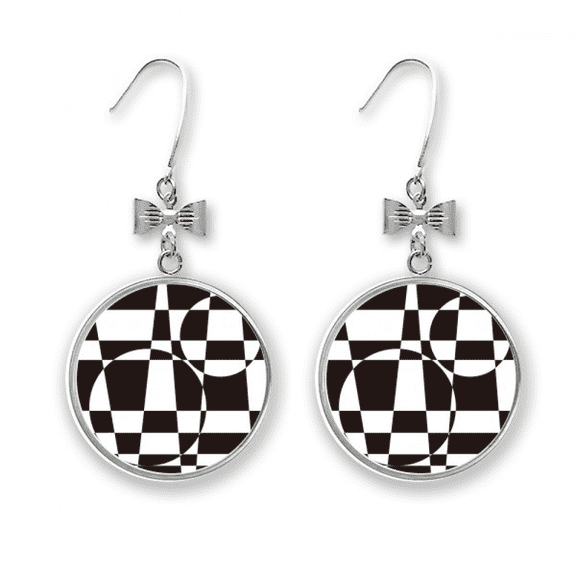 illusion line loop repeat stitching bow earrings drop stud pierced hook