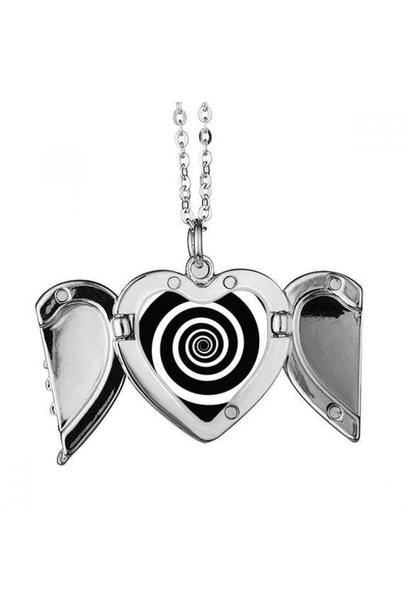 illusion line repeat spiral angel wings necklpendant fashion