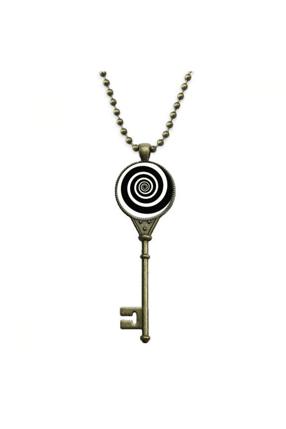 illusion line repeat spiral key necklace pendant tray embellished chain