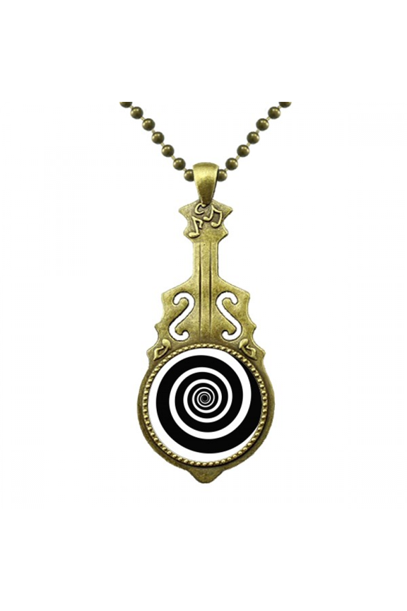 illusion line repeat spiral necklace antique guitar jewelry music pendant