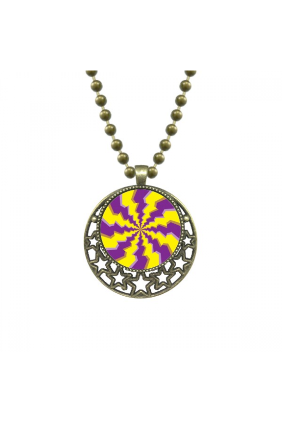 illusion lines loop repeat psychedelic pendant star necklmoon chain jewelry