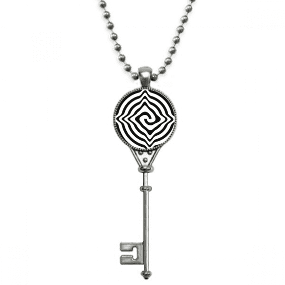 illusion lines repeatedly dislocated pendant vintage necklsilver key jewelry