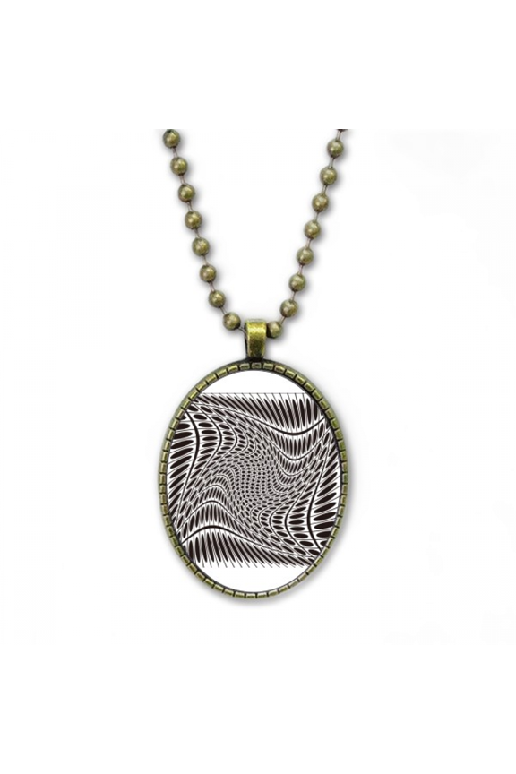 illusion lines repeating ellipse necklace vintage chain bead pendant jewelry collection