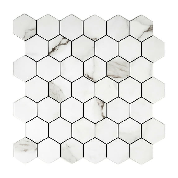 illusso Istar 11.89 in. x 11.73 in. x 0.125 in. White Aluminum Composite Panel Peel & Stick Wall Tile