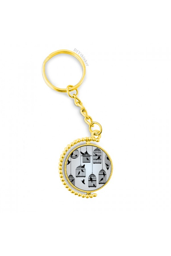 illustration birds cage outline metal connector key chain  accessory en keyholder