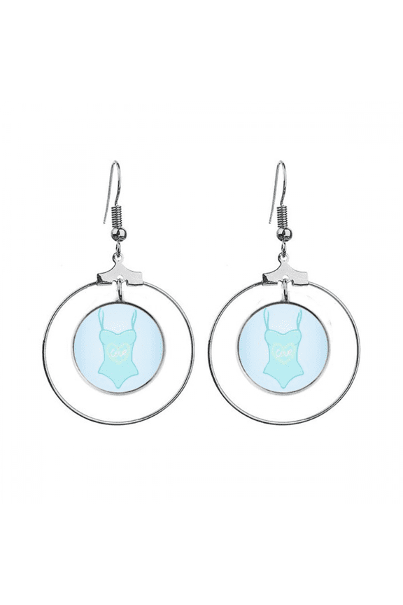 illustration blue bathing suit earrings dangle hoop jewelry drop circle