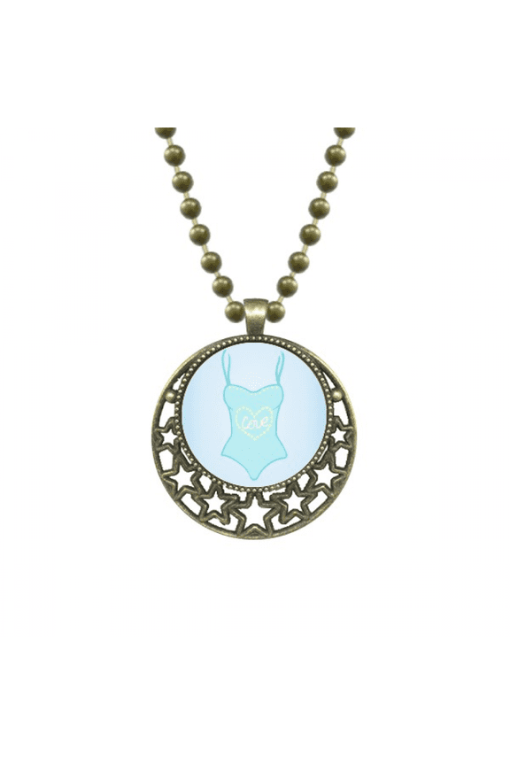 illustration blue bathing suit pendant star necklmoon chain jewelry