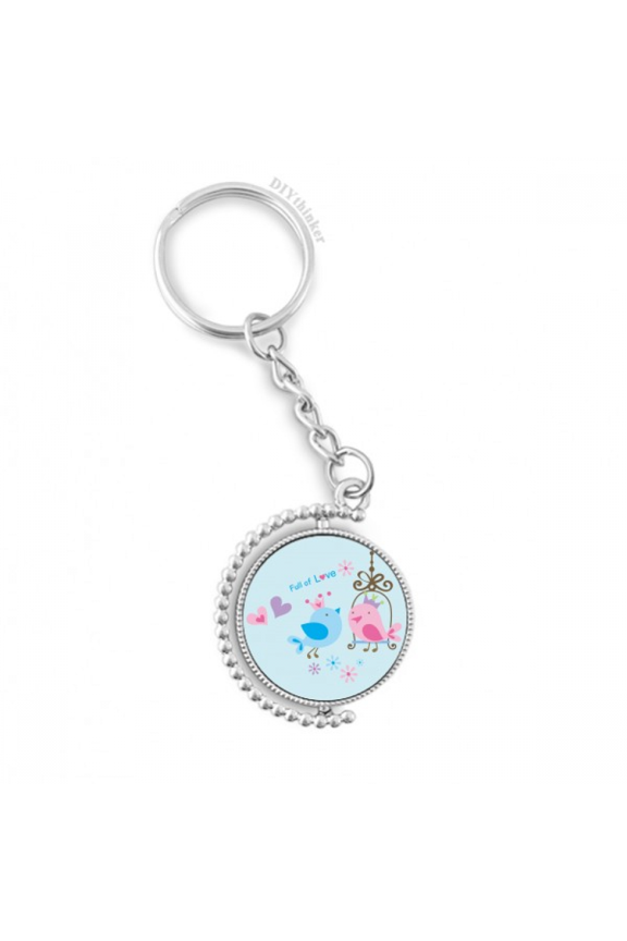 illustration lovely birds cage rotatable keyholder disc accessories chain clip