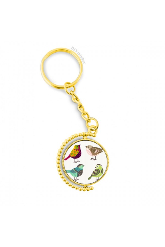 illustration lovely birds color pattern metal connector key chain  accessory en keyholder
