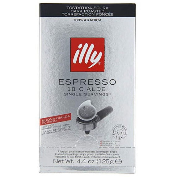 illy Caffe Scuro Coffee, Espresso, (Dark Roast, Black Band), 18-Count E.S.E. Pods 4.4 oz (Pack of 6)