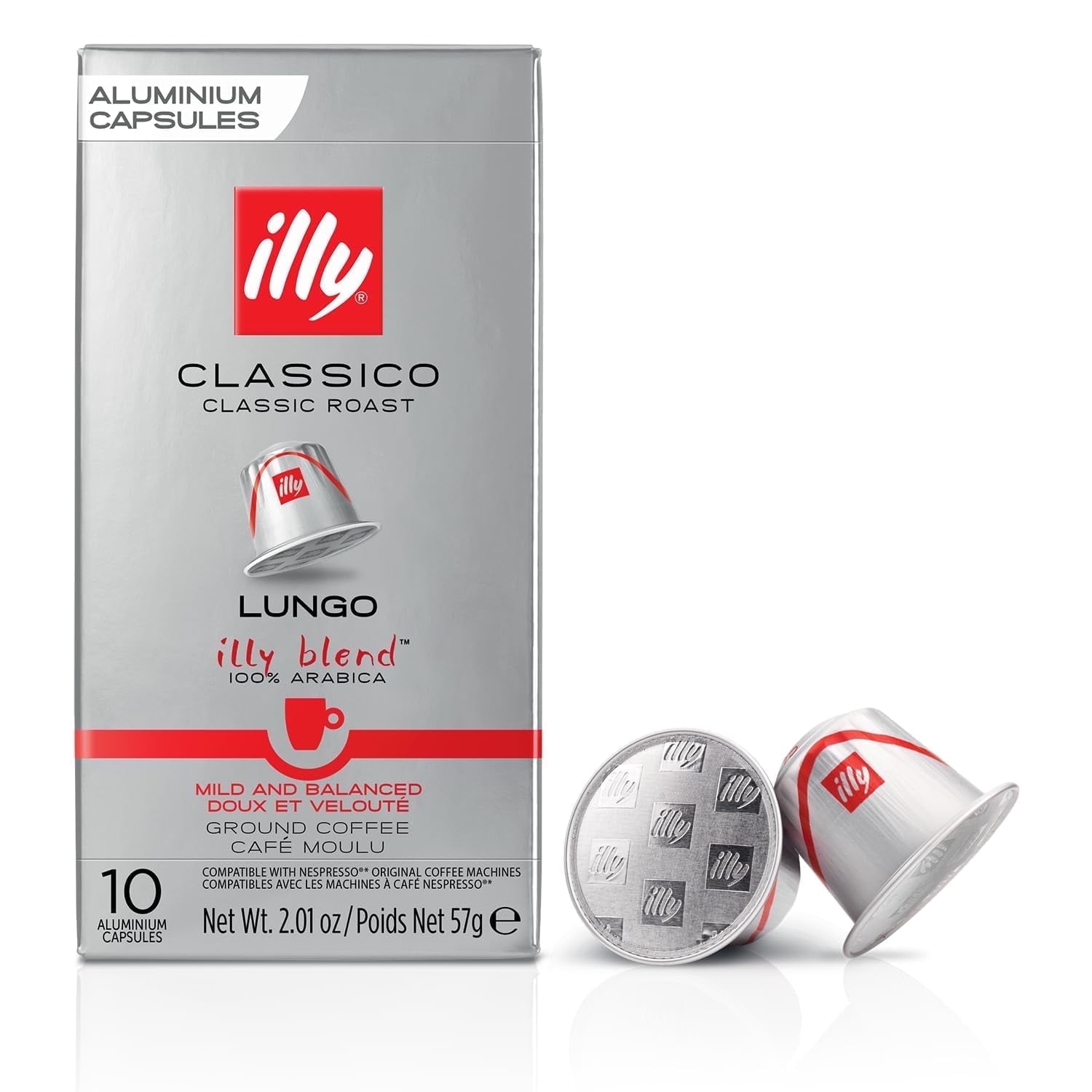 Illy Espresso Compatible Capsules, Classico Lungo Medium Roast, 100% Arabica, 10-Count
