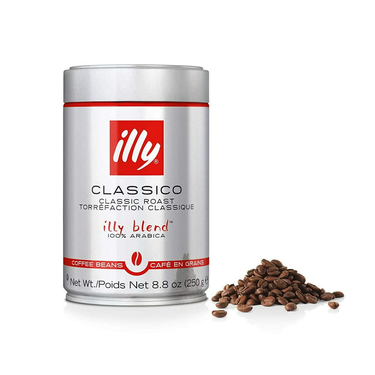 illy Classico Whole Bean Coffee, Medium Roast, Classic Roast with Notes Of  Chocolate & Caramel, 100% Arabica Coffee, No Preservatives, 8.8 Ounce (Pack  of 6) 