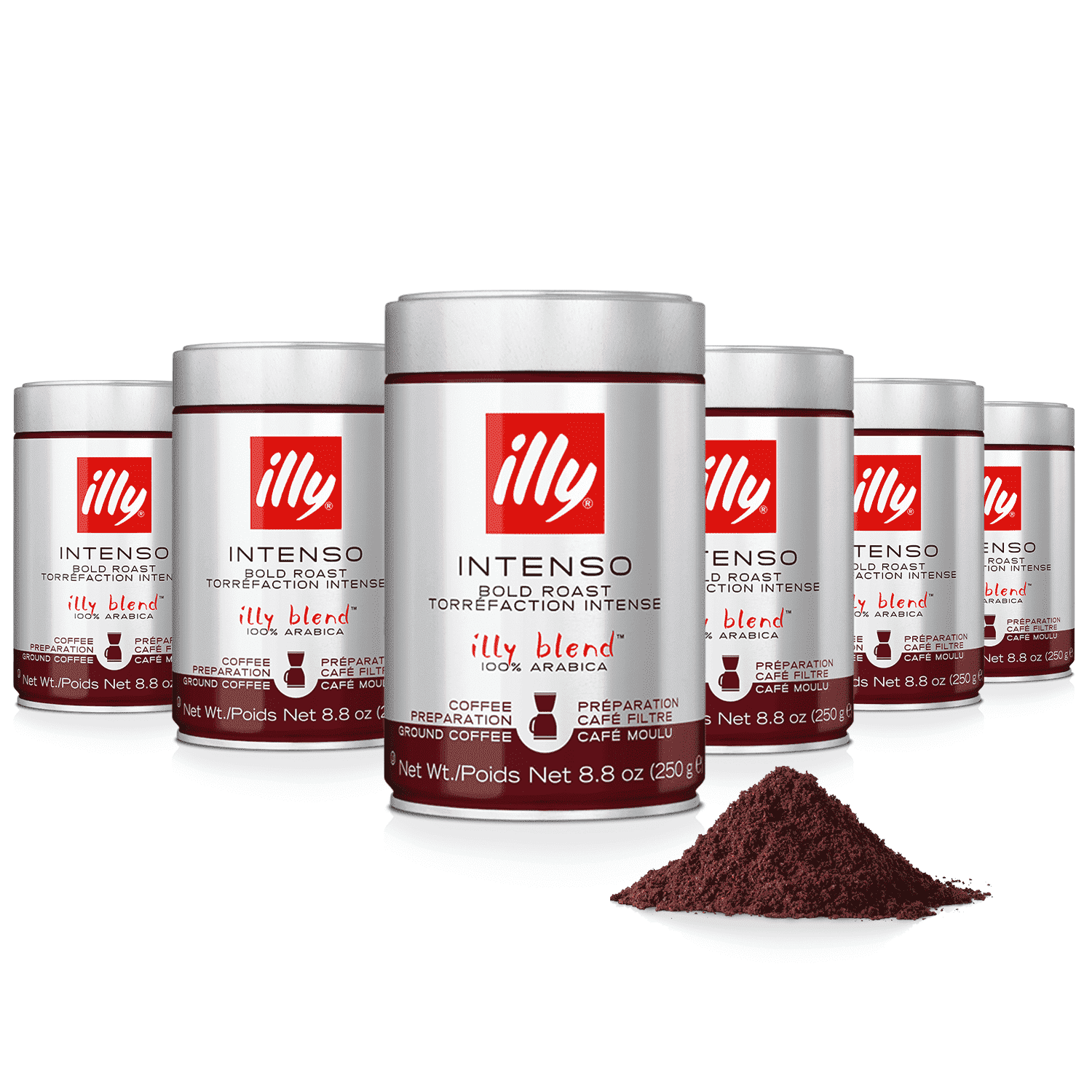illy Ground Drip Coffee, Intenso Bold Roast, 100% Arabica, 8.8 oz, 6 Pack