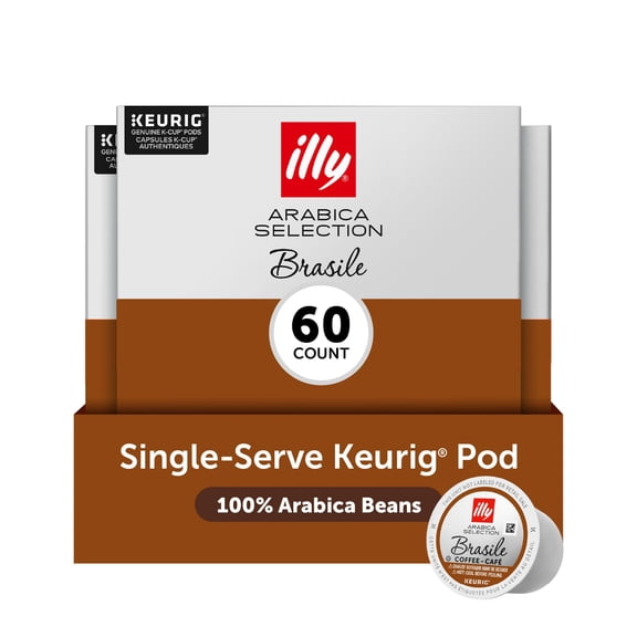 illy Coffee K Cup, Pods for Keurig Machines, Brasile Single Origin Roast, 100% Arabica, Premium Italian Coffee, 10 Count, 6 Pack
