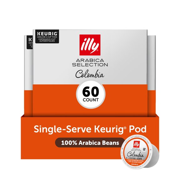 illy Coffee K Cup, Pods for Keurig Machines, Colombia Single Origin Roast, 100% Arabica, Premium Italian Coffee, 10 Count, 6 Pack