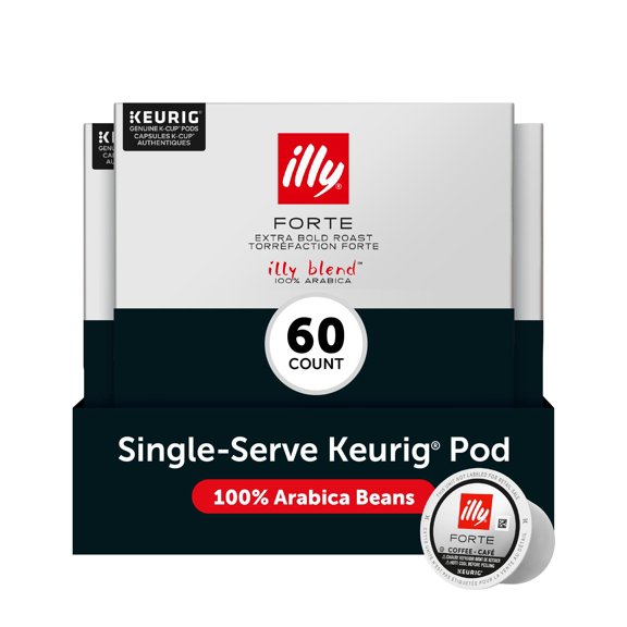 illy Coffee K Cup, Pods for Keurig Machines, Forte Dark Roast, 100% Arabica, Premium Italian Coffee, 10 Count, 6 Pack