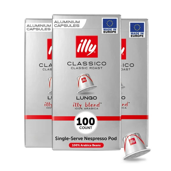 illy Espresso Coffee Pods for Original Machines, Classico Lungo Roast, Mild & Balanced, 10 Ct (Pack of 10)