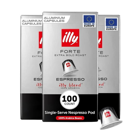 illy Espresso Coffee Pods for Original Machines, Forte Extra Bold Roast, Dark Chocolate Notes, 10 Ct (Pack of 10)