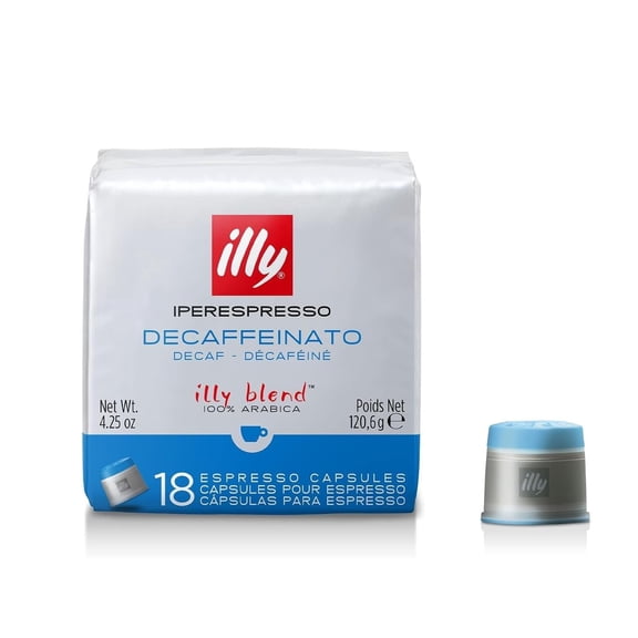 illy Decaf iperEspresso Coffee Capsules, Classico Medium Roast, 100% Arabica, 18-Count
