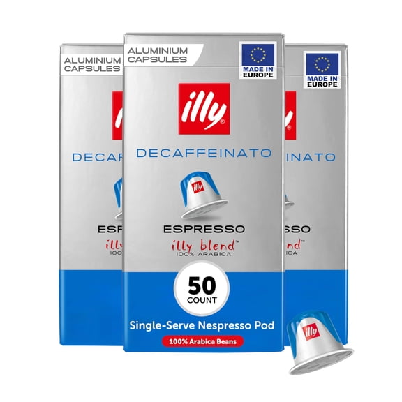 illy Espresso Compatible Capsules, Decaf Coffee Pods for Nespresso Original Line Machine, Classico Decaffeinated Medium Roast, 100% Arabica, Premium Italian Coffee, Single Serve, 10 Count, 5 Pack