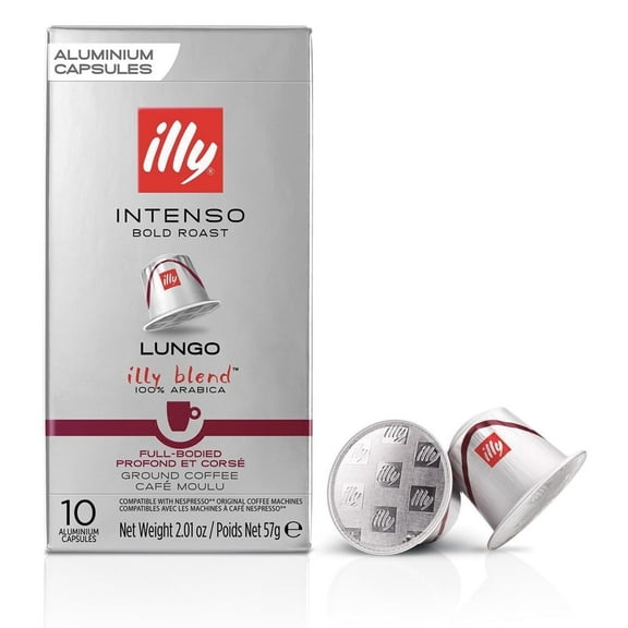 Illy Espresso Compatible Capsules, Intenso Lungo Bold Roast, 100% Arabica, 10-Count