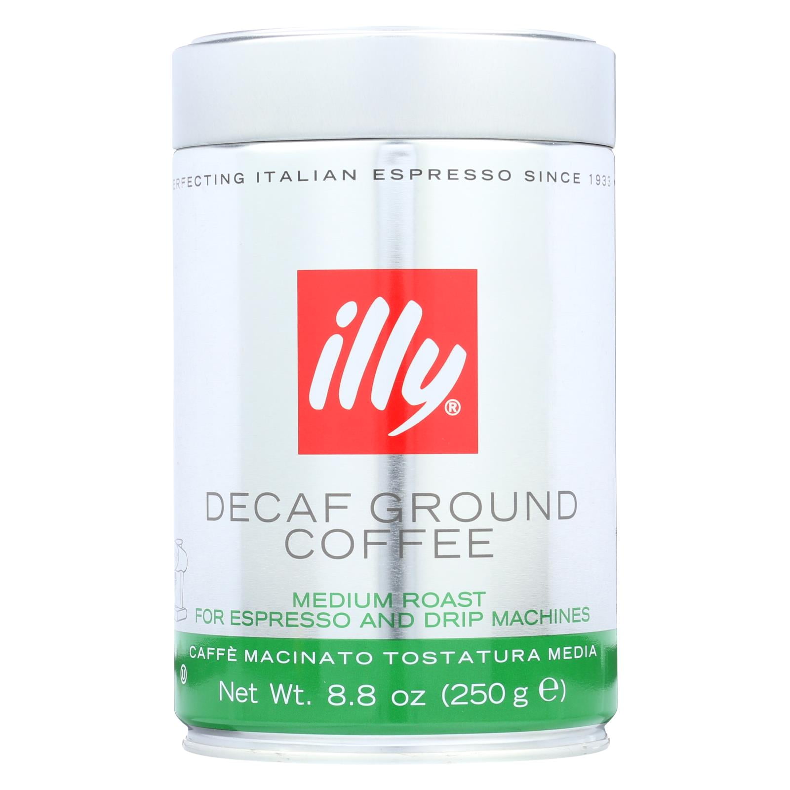 illy Decaf Ground Coffee, Classico Medium Roast, 100% Arabica, 8.8 oz